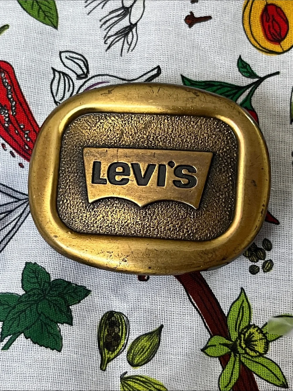 Levi's Brass-Toned Logo Buckle with Textured Panel